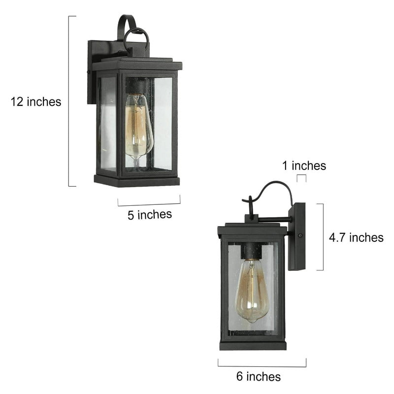 LNC Modern Outdoor Wall Lantern, Black Finish with Clear Glass, Wet Rated, 12.2" H