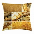 thumbnail image 1 of Harvest Throw Pillow Cushion Cover, Collage Story Wheat Various Types of Bread Baking Culture Different Crusts, Decorative Square Accent Pillow Case, 20 X 20 Inches, Earth Yellow Brown, by Ambesonne, 1 of 2