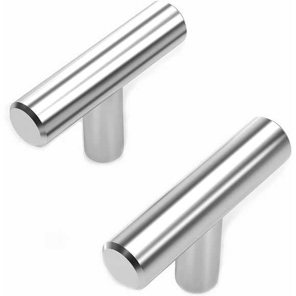 Zhuge Tiradores para gabinetes de acero inoxidable y níquel satinado, tiradores para cajones de cocina, tiradores para gabinetes de níquel cepillado (10, un solo orificio, 2 pulgadas de largo)