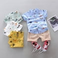 thumbnail image 6 of Gerichy Baby Boy Outfits Toddler Kids Baby Boy Short Sleeve Cartoon Pattern Shirt Tops+Shorts Set Clothes Baby Tops+Pants Dinosaur T-shirt Outfits Toddler Cartoon Set Kids Boys Set, 6 of 7
