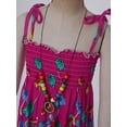 thumbnail image 5 of YEAHDOR Kids Girls Summer Bohemian Vacation Beach Dress Flower Sundress with Necklace Rose Red 120, 5 of 7