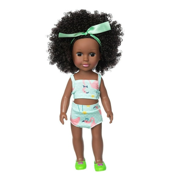 Baby Toy HUOGUO, pelo rizado africano negro, 35 cm, de vinilo
