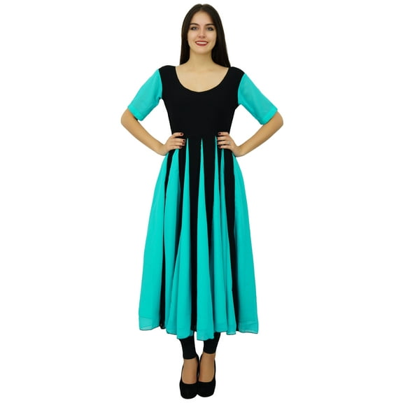 Bimba Chic Designer Dress Long Georgette Kurta Flaired Zig-Zag Party Wear Kurti