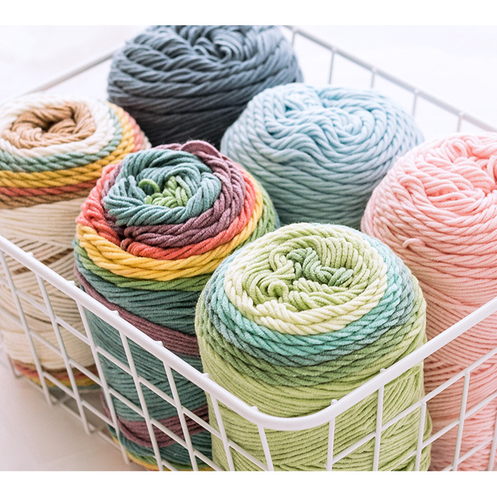 (Model 18# single roll 193 meters) 5 strands of rainbow cotton handmade diy knitted wool milk cotton scarf pillow blanket material wool ball, it is recommended to sell 4 rolls in combination