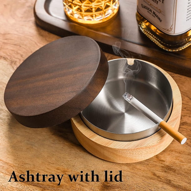 Cenicero de madera para hombre, duradero y sólido con 4 ranuras, ceniceros de madera grandes y pesados para exteriores, para patio, bandeja de ceniza de madera para decoración de oficina en Cenicero de madera para hombre, duradero y sólido con 4 ranuras, ceniceros de madera grandes y pesados para exteriores, para patio, bandeja de ceniza de madera para decoración de oficina en