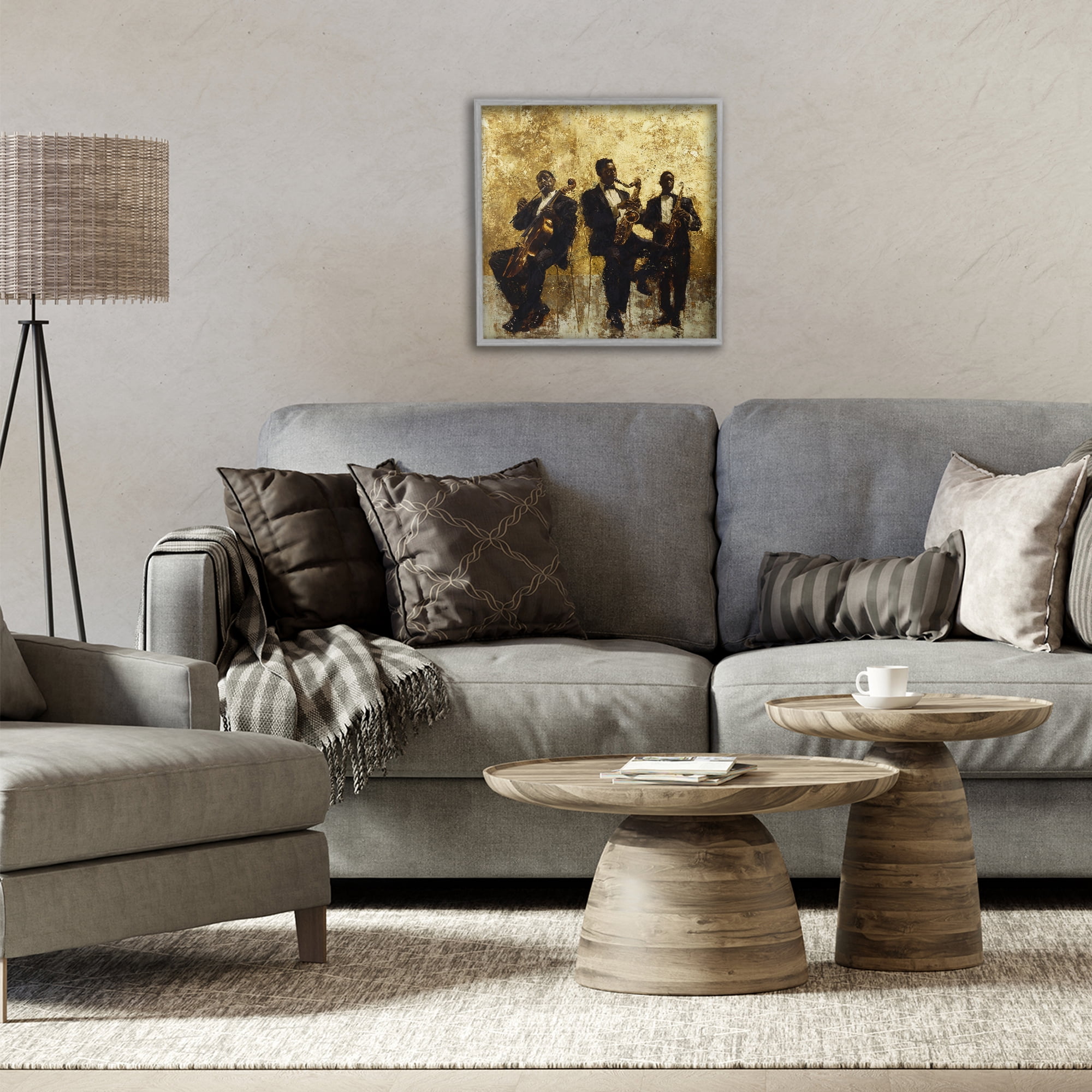 Golden Era Musicians Abstraction Gray Framed Giclee Art, design by Marta Wiley