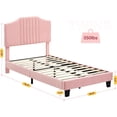 thumbnail image 4 of Towallmark Twin Size Upholstered Platform Bed Frame with Headboard, Wood Slat Support and Noise-Free, No Box Spring Needed, Easy Assembly, Pink, 4 of 8