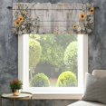 thumbnail image 4 of Spring Floral Valances for Windows Yellow White Flowers Wood Grain Rod Pocket Curtain Valance Window Treatment Short Curtains for Kitchen Living Room, 54"x18", 4 of 9