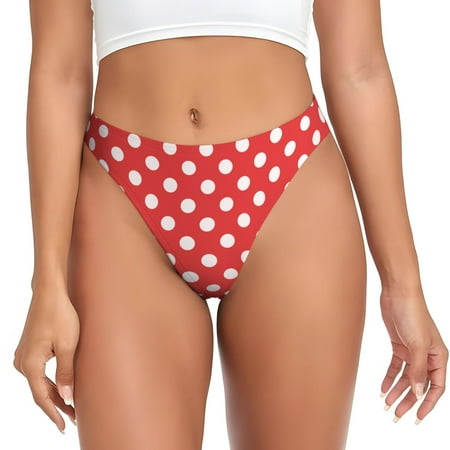 White polka dot red Thongs for Women - No Show Seamless Womens Thongs Underwear  Ladies Breathable G String Thongs for Women  Stretch Low Rise Thong Bikini Panties Briefs