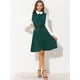 thumbnail image 2 of Disfraz de Halloween Vestido camisero de manga larga con cinturón y cuello vuelto en contraste vintage para mujer Verde S, 2 of 5