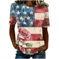 thumbnail image 5 of asdoklhq Fourth Of July Shirts for Women Oversized Tshirts Women's Casual and Fashionable Printed T-shirt with Round Neck and Short Sleeved Pink XL, 5 of 6