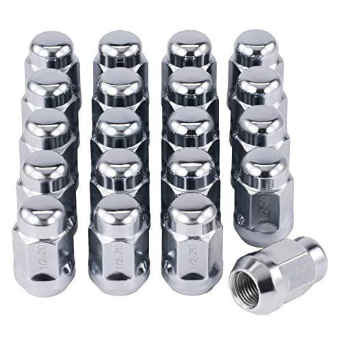 Set of 20 Chrome Plated Car Accessories Compatible with Cadillac Chevrolet Cruze Malibu Ford Fusion GMC Honda Accord Hyundai& More M12 x 1.5 Lug Nuts with Cone Seat 3/4 19mm Hex 1.38x0.87 in 