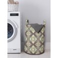 thumbnail image 3 of Boho Laundry Bag, Geometric Pattern, Hamper Basket with Handles Drawstring Closure for Laundromats, 13" x 19", Warm Taupe Cream Green, by Ambesonne, 3 of 4