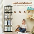 thumbnail image 5 of Flycity 4 Tier Rotating Bookshelf, 360° Display Rotating Bookcase Corner Storage Rack with Special Visible Partition Storage, Black, 5 of 10