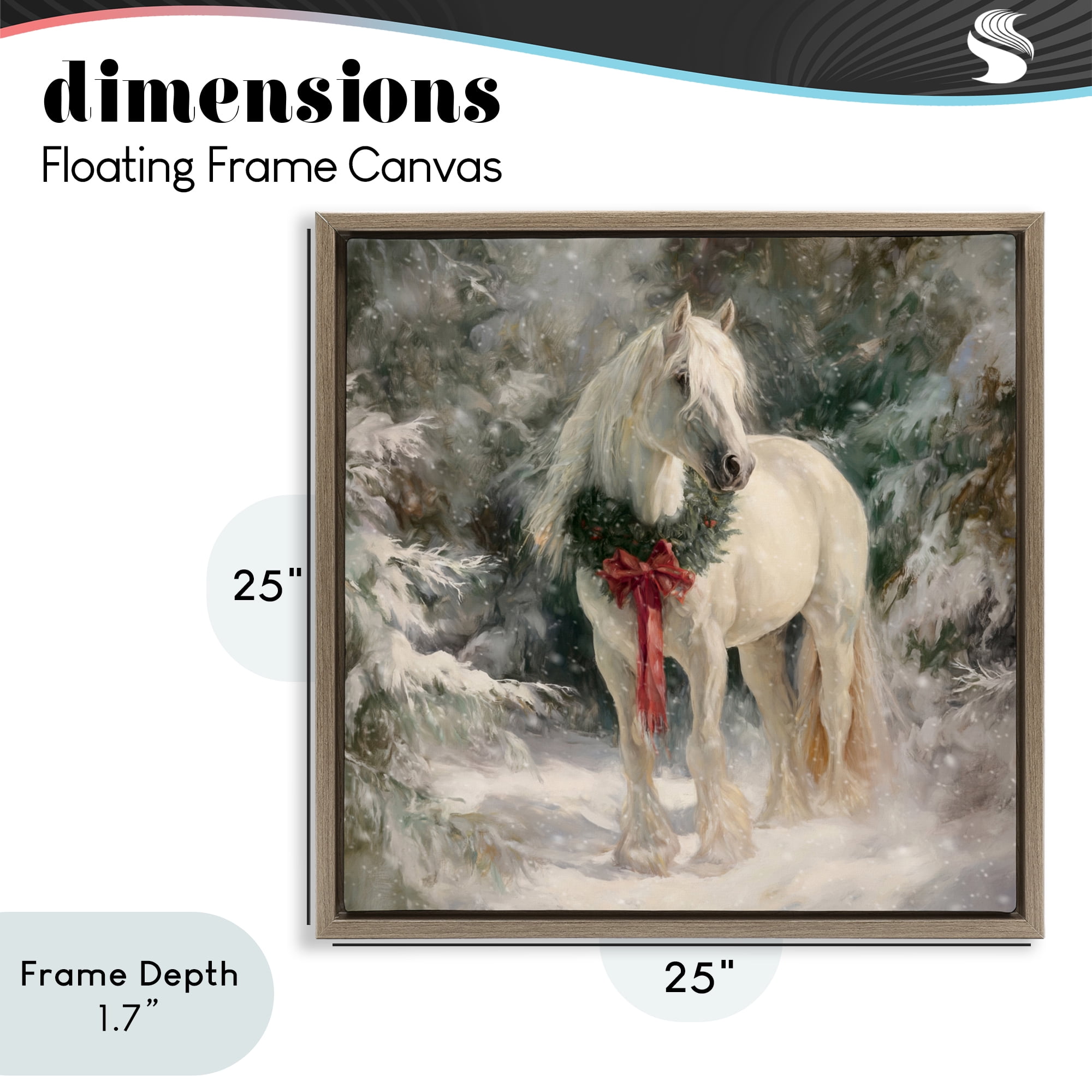 Stupell Industries Pretty Christmas Mare Brown Framed Floater Canvas Wall Art, design by Tina LeCour