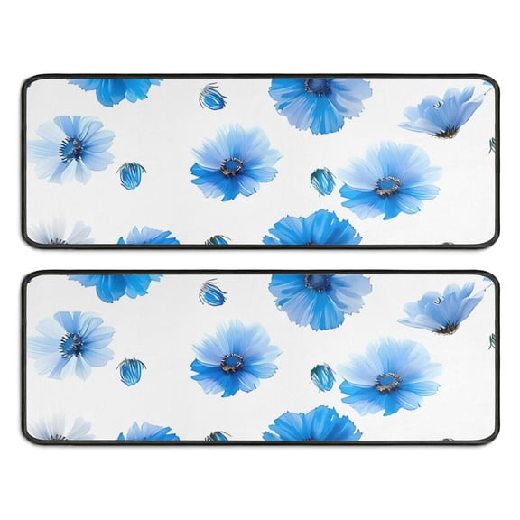 Kitchen Rugs Sets Of 2,Pioneer Flower Floral Print Pattern Anti Fatigue Kitchen Mat Rugs Non Slip Washable,Decorative Kitchen Floor Mats for Kitchen,Sink,Laundry,17"x47" 17"x47"