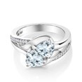 thumbnail image 2 of Gem Stone King 1.60 Ct Sky Blue Aquamarine White Created Sapphire 925 Sterling Silver Ring (Size 9), 2 of 5
