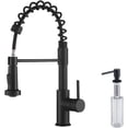 thumbnail image 3 of Blossom Kitchen Faucet with Pull Down Sprayer and Soap Dispenser, Single Handle High Arc Solid Brass Sink Faucets for 1 or 3 Hole, Matte Black Finish, 3 of 10