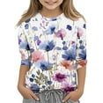thumbnail image 2 of Spazoro Toddler Girls 3/4 Sleeve Shirts, Spring and Fall Casual Round Neck Floral Print Fashionable Tops for Girls Multicolor Size 3-4T, 2 of 5