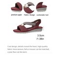 thumbnail image 5 of Rokment Womens Comfortable Platform Wedge Walking Sandals 2026 Stylish Casual Suede Buckles Elastic Ankle Strap Slip on Slingback Dressy Summer Shoes Red Size 7.5, 5 of 7