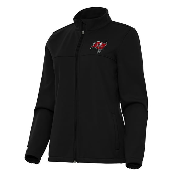 Women's Antigua  Black Tampa Bay Buccaneers Links 2 Golf Full-Zip Jacket