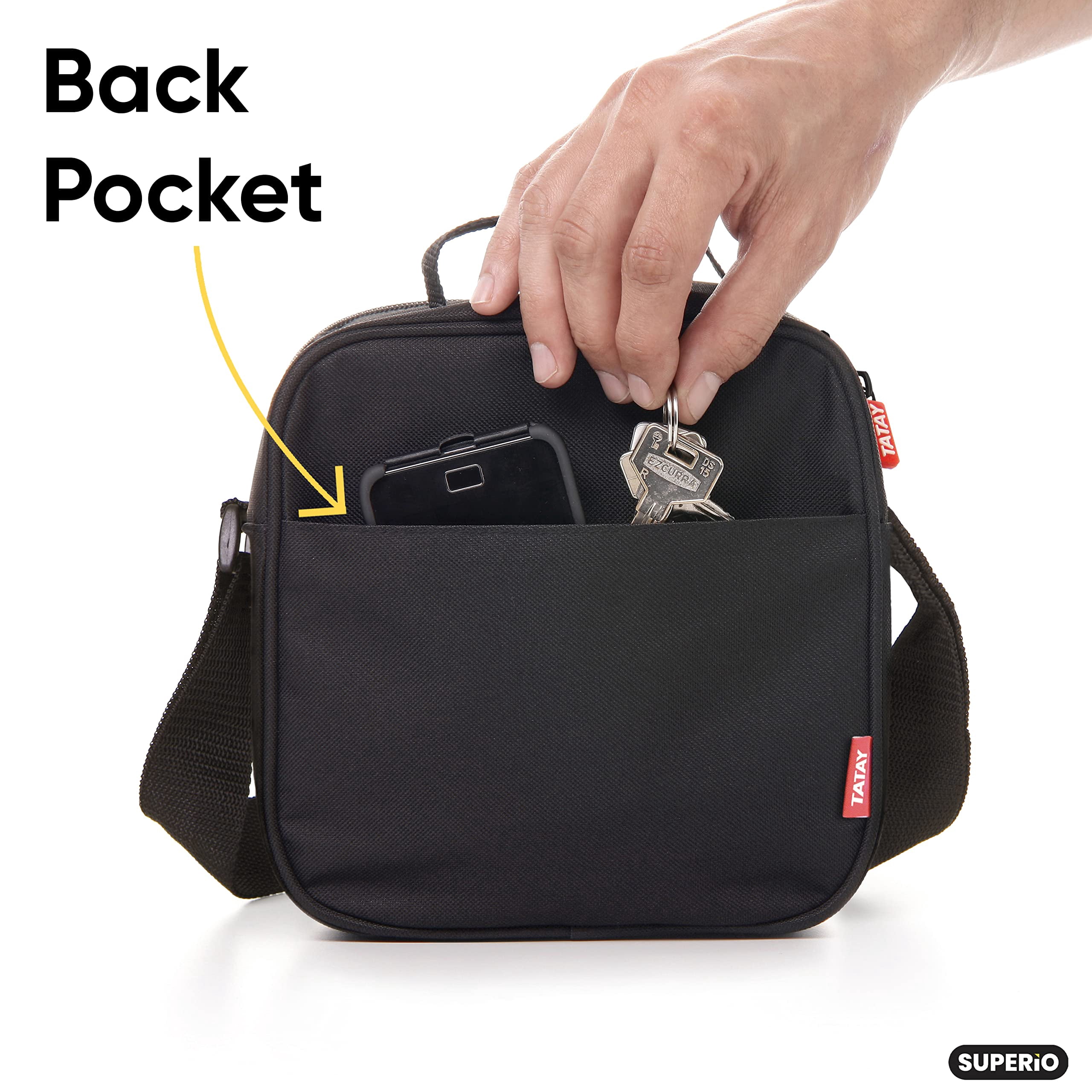 Insulated Lunch Bag with Containers, Thermal Lined Lunch Box, Reusable Leak Proof Containers for Work, Travel, and Beach, Black Small Lunch Bag with Adjustable Strap, Easy to Clean