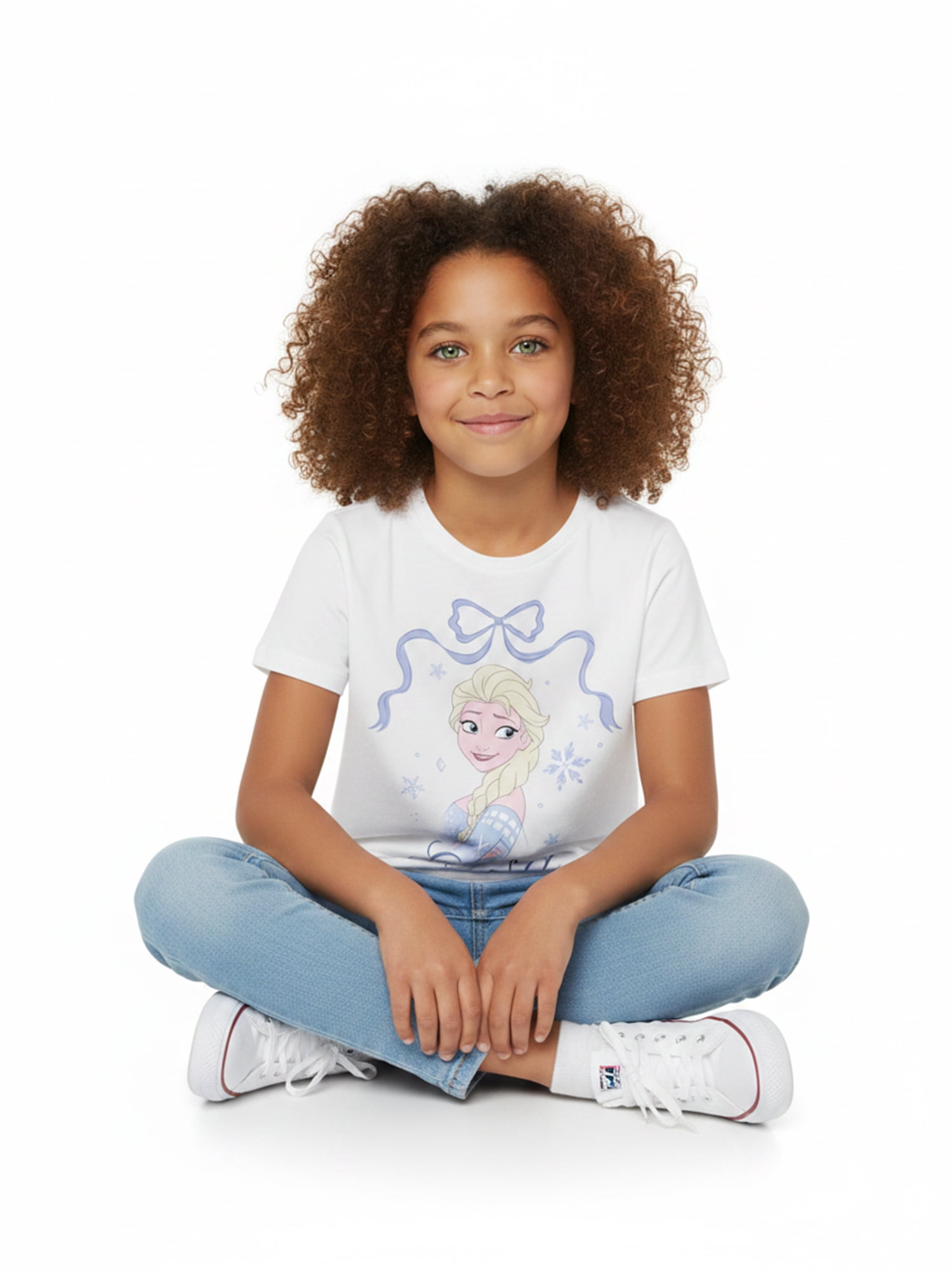 Frozen, Girls' Short Sleeve T-Shirt, Elsa Bow Portrait, Sizes 4-16