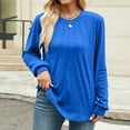 thumbnail image 5 of ATOYSOY Women's Solid Color Pullover Outwear Crew Neck Sweatshirts Fashion Long Sleeve Tees Fall Winter Casual Shirts Pleated Loose Fleece Tops Blue S, 5 of 8
