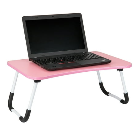 Mind Reader Foldable Bed Tray, Lap Desk with Fold-Up Legs, Freestanding Portable Table for Laptop, Tablet, Reading, Pink