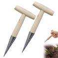 thumbnail image 4 of YWIYIUD 3PCS 11.02inch Practical and Lightweight Planter Tool with Wooden Handle Durable Handheld Garden Tool with Metal Tip for Garlic Daffodils Vegetable and Flower, 4 of 7