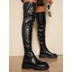 thumbnail image 4 of Faux Leather Thigh High Lug Sole Heel Boots, 4 of 4