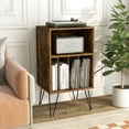 thumbnail image 1 of Giantex Meuble pour Tourne-Disque, Armoire de Rangement pour Disques Vinyles pour Salon, Chambre, Brun Rustique, 1 of 7
