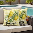 thumbnail image 4 of Pack of 2 Yellow Lemon Outdoor Pillow Covers Decorative, Waterproof Pillow Protector, Summer Farmhouse Fruits Birds Leaves Plaid Throw Pillowcases Accent Cushion Cases for Patio Couch Sofa 18"x18", 4 of 8