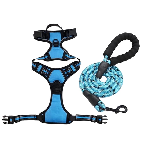 No Pull Dog Harness, Large Dog HarnessandLeash Set, Front Clip Harness Dog, Shock Absorbing Dog Leash, Reflective Mesh, Sky Blue, 6Ft In, Outdoor Walking, 1 Set