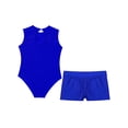 thumbnail image 6 of TiaoBug Girls Gymnastics Dance Outfits Kids Metallic Rhinestones Tank Leotard with Shorts Set Blue 6, 6 of 7