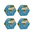 thumbnail image 2 of Balery 4 Pcs Earth View World Mapleather Coasters Set, Drink Table Cup Coasters For Living Room Kitchen Coffee Decor, 2 of 9