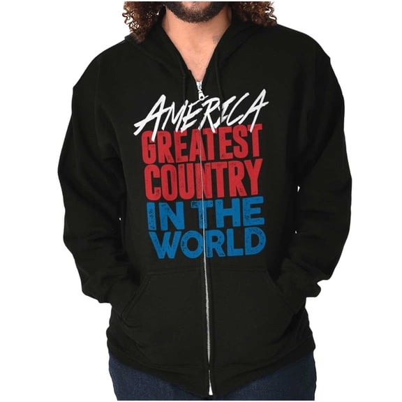America Greatest Country in the World Unisex Fleece Graphic Zip Up Hoodie Brisco Brands 2X