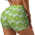 thumbnail image 2 of Kdxio Green Lemon Slices Print Workout Shorts for Women Seamless Soft Smooth Gym Yoga Scrunch Active Shorts, 2 of 9