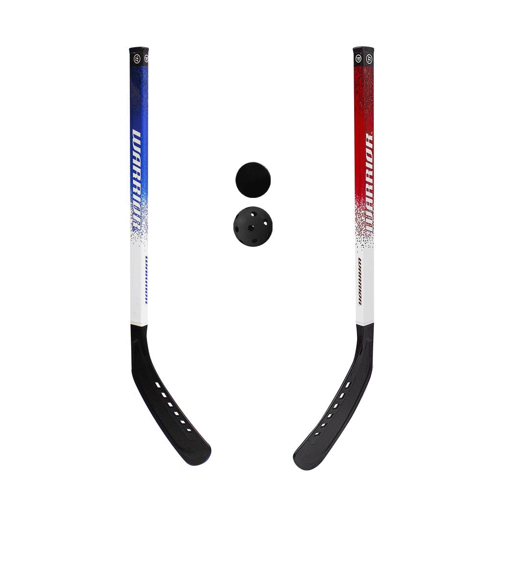 Warrior 4 piece Hockey Player Sticks Combo Set with Ball and Puck 1