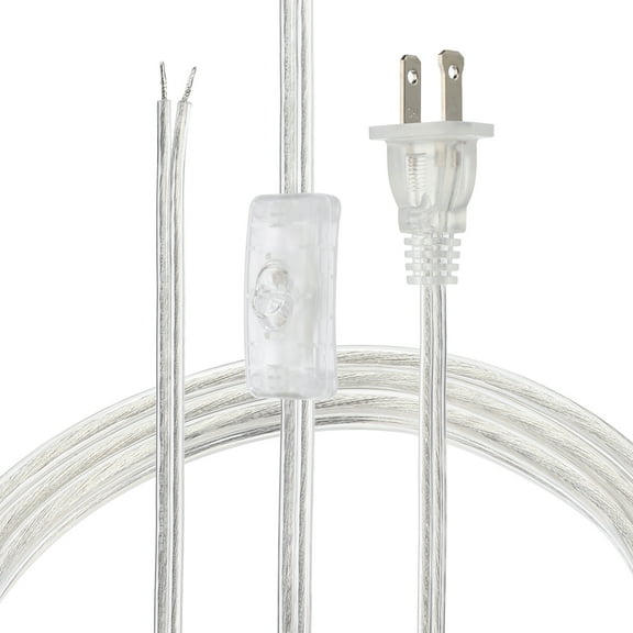 Uxcell 12 Feet 18AWG Lamp Cord with Plug, 1 Set SPT-2 UL List Lamp Power Cord Stripped Ends Ready for Wiring Lamp Wire, Clear