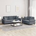 thumbnail image 1 of vidaXL Ensemble de Sofa 2 Pcs avec Coussins Velours Gris Foncé, 1 of 5