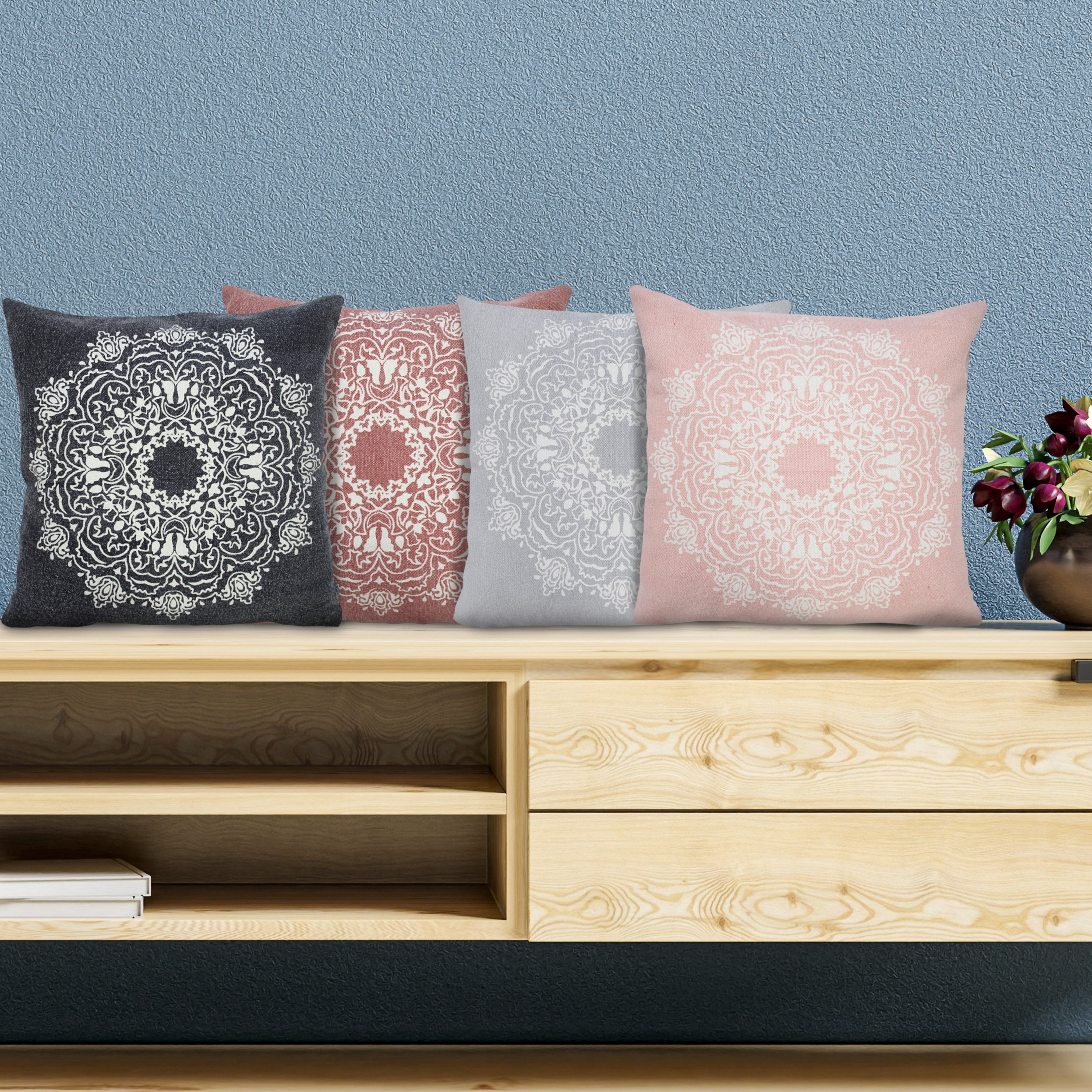 Ox Bay Ava 20" x 20" Red/White Medallion Cotton Adult Decorative Throw Pillow Cover