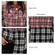 thumbnail image 5 of Mujeres camisa Plaid patrón blusa manga larga botón Abrigos de plumas solapa para las mujeres invierno otoño Rosa S, 5 of 6