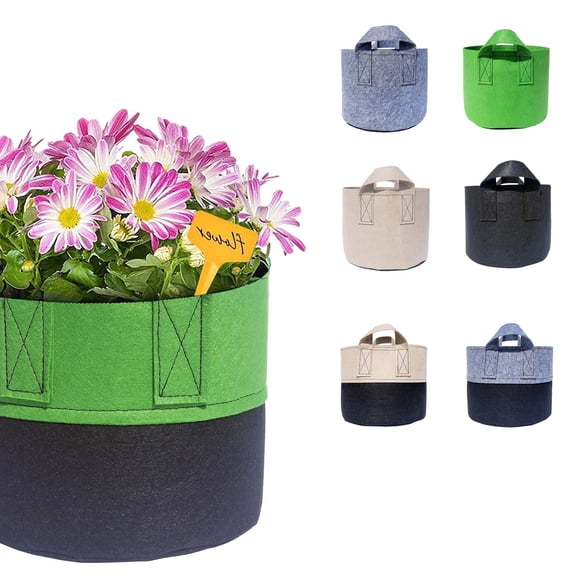 Yhmxh Grow Bags Thickened Plant Grow Bags, Multi-Purpose Nonwoven Fabric Pots with Sturdy Handles, Outdoor Garden Plant Pots for Fruits Vegetables Flowers Herb Bonsai Plants, Green and Black