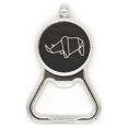 thumbnail image 1 of El rinoceronte origami forma geométrica abstracta Acero inoxidable Metal cerveza tapa sacacorchos, 1 of 3
