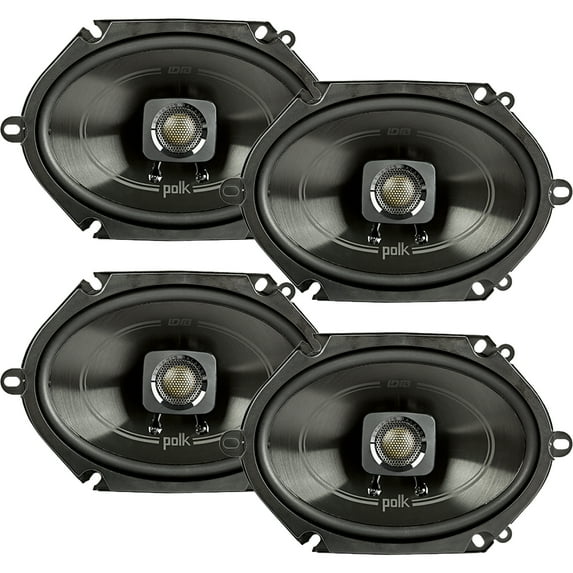 2 Pairs (QTY 4) of Polk DB572 5x7" 225W 2-Way Car Boat Coaxial Stereo Marine Audio Speakers + Keychain