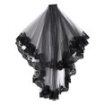 thumbnail image 5 of Velo de Novia Negro Halloween Velo de Novia de Doble Capa con Peine para el Cabello Accesorios Decorativos de Boda Tocado de Novia Elegante Tul de Encaje Cosplay Fiesta de Disfraces, 5 of 5