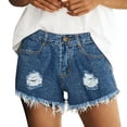 thumbnail image 1 of ZVNAΖH Women's Ripped Denim Cutoff Shorts, High Waist Frayed Hem Distressed Shorts with Plus Sizes for Summer Street Style, S-5XL, 1 of 8