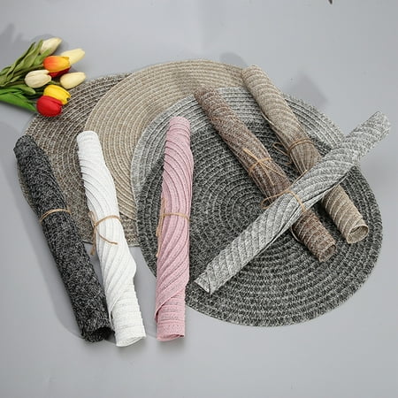 

Woven Round Placemat European Style Heat-Resistant Polyester Non-Slip Round Braided Table Mat for Home Decoration Kitchen Tool