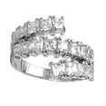 thumbnail image 1 of Tri Row Princess Cut Cubic Zirconia Ring Sterling Silver 925 Size 9, 1 of 3